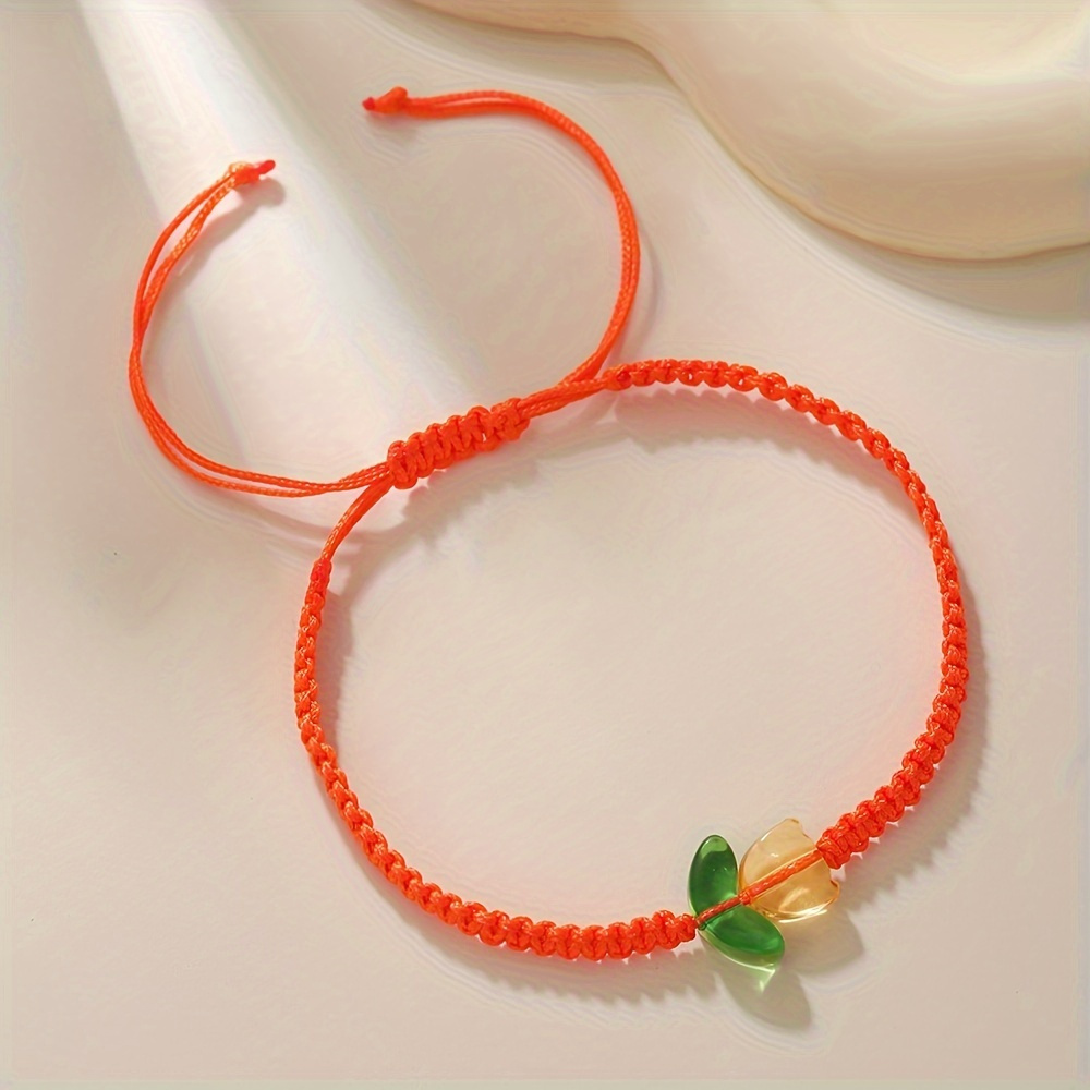 Colorful Tulip Beaded Bracelet with Rope Charm